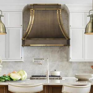 Masterpiece Brass Range Hood Featuring Artistic Metalwork Strong Airflow Premium Kitchen Ventilation Decorative Appeal Everyday - Product Image 1