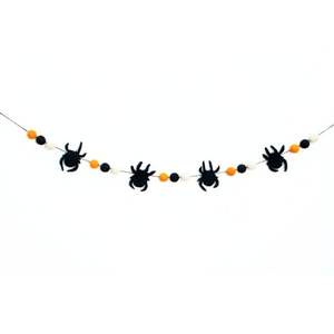 Guirnalda de Fieltro Hecha a Mano con Araña Negra de Lana y Pompones Coloridos, Decoración de Fiesta Duradera de Alta Calidad - Product Image 1