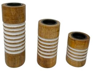 Modern Handcrafted Natural Wood Tapered Candle Stand Set Home Wedding Table Decor - Product Image 3
