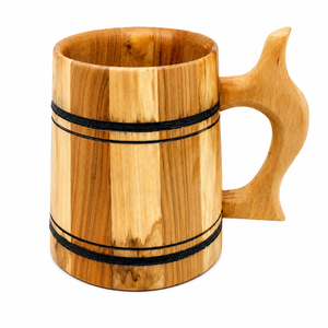 แก้วเบียร์ไม้ทำมือบุสแตนเลส สไตล์ไวกิ้ง ทรงถังยุคกลาง ราคาประหยัด - Product Image 2
