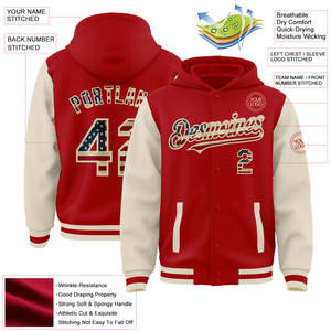 เสื้อแจ็คเก็ตเบสบอลคุณภาพพรีเมียม แบบ Letterman สั่งทำได้ตามต้องการสำหรับทีม  คอเสื้อและปลายแขนเสื้อแบบถัก  สามารถใส่หมายเลขผู้เล่นได้  ผู้ผลิต OEM - Product Image 2