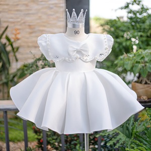 Vestido de Niña con Cuello de Volantes y Lazo con Cuentas, Falda Esponjosa, para Cumpleaños, Bodas, Ceremonias y Ocasiones Especiales - Product Image 3