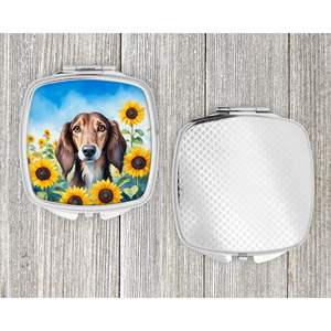 Miroir de maquillage de voyage compact pour femmes et filles Saluki Tournesols Miroir de poche pliant décoratif Cadeau - Product Image 4