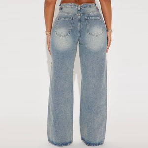Jeans Azules Lavados para Mujer con Bolsillos Grandes, Pantalones Largos de Mezclilla de Algodón 2026, Cintura Alta, Estilo Casual Urbano, Listos para Hacer Ejercicio - Product Image 2