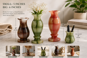 Vase de table en onyx miel multicolore moderne naturel, sculpté à la main, en pierre polie, décoratif pour la maison, l'hôtel, les mariages - Product Image 2