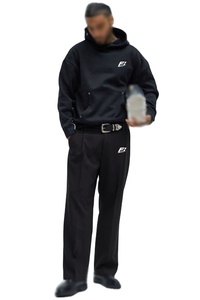 เสื้อฮู้ดดี้ผ้าฝ้ายฟลีซทรงโอเวอร์ไซส์สำหรับผู้ชาย  โลโก้เรียบง่ายที่อก  สำหรับการผลิตแบบ OEM และ Private Label - Product Image 4