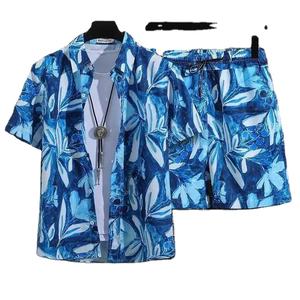 Nuevo 2025 Camisa de playa informal para hombre Conjuntos de pantalones cortos Invierno 100% Algodón Ecológico Patrón 3D Logotipo personalizado - Product Image 1