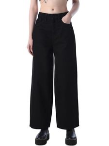 Jeans noirs à jambes larges et taille haute pour femmes - Product Image 4