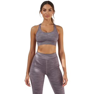Conjunto de Yoga de 2 Piezas para Mujer, Transpirable, Sin Costuras, de Spandex/Nylon, Leggings de Cintura Alta y Sujetador Deportivo - Product Image 4