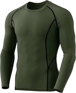 Light Weight Slim Fit <b>Compression</b> <b>Shirts</b> Solid Color High Quality Spandex/Polyester Breathable Full Sleeve <b>Men's</b> - Product Image 1