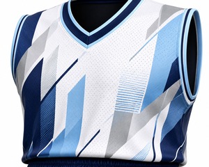 Ensemble de maillots de basket-ball personnalisés sublimés unisexe à manches courtes col en V en maille respirante 100 % polyester pour adultes toutes saisons (avant) - Product Image 2