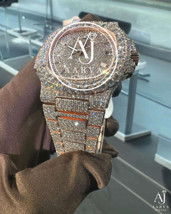 Montre mécanique de luxe en or rose avec incrustation de moissanite, cadran carré, bracelet en acier inoxydable, analogique, unisexe - Product Image 1