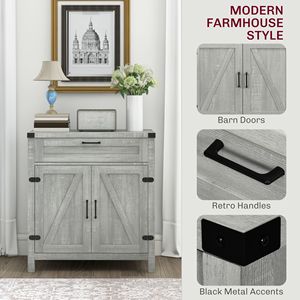 Modern Farmhouse <b>Sideboard</b> Storage Cabinet Antique Design Gray Buffet with 2 Barn Doors Drawer for Living Room or Dining Room - Product Image 6