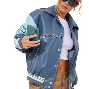 BRUIT INTERNATIONALS Custom Cropped Windproof Fleece Lined Winter Varsity <b>Jacket</b> <b>Women</b> Baseball Style High School Letterman OEM - Product Image 5