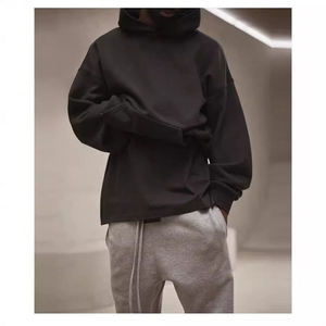 Sweat-shirt à capuche gris pour homme, coupe ample, décontracté, couleur unie, pour l'automne - Product Image 2