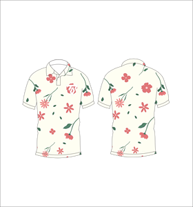 Men’s <b>White</b> Pink Floral Print <b>Polo</b> Shirt Short Sleeve Casual Summer Golf Shirt - Product Image 6