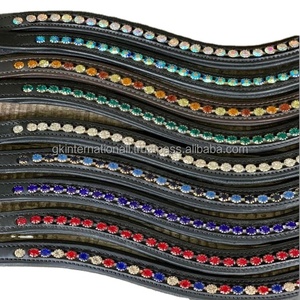 Banda de lazo de novia de alta calidad, banda de cuero genuino para cejas de caballo con cristal de perla y joyas en todos los tamaños personalizados, colores - Product Image 1