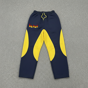 Pantalon de jogging décontracté pour homme, style tendance, mi-lourd, en laine, coupe droite, vintage, écologique, respirant, séchage rapide, blocs de couleur, élastique - Product Image 4