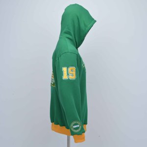 Sudadera con Capucha Bordada en Verde con Logotipo Personalizado al por Mayor, Chaqueta Casual de Forro Polar con Cierre para Hombre, con Logotipo en la Espalda y Número 5 en la Manga - Product Image 3