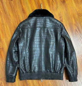 Black Winter Casual Men's Coated <b>Genuine</b> Sheep Skin High Quality Waterproof Breathable Windproof Front Logo Made to Measure - Product Image 5