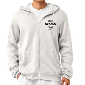 Sweat-shirt en molleton uni blanc unisexe à fermeture éclair, coupe classique, manches longues, 100% coton, vêtements d'hiver, Bella Canvas 300g, sweat à capuche - Product Image 1