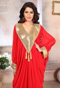 Robe Abaya Kaftan Bleu Marine Brodé Az Creation à Manches Larges en Soie avec Motifs Floraux pour Fêtes, Tissu de Base - Product Image 1