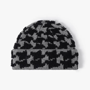 Gorro Unisex de Acrílico con Diseño a Cuadros, Estampado Jacquard, Gorro de Invierno para Adultos, Uso Casual, 56-58CM - Product Image 1