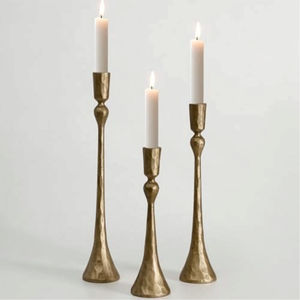 Luxury Vintage Hammered Brass Candle Holder Set Elegant <b>Tall</b> Gold Metal <b>Candlestick</b> Stand for Hotel Dining Event Centerpiece - Product Image 1