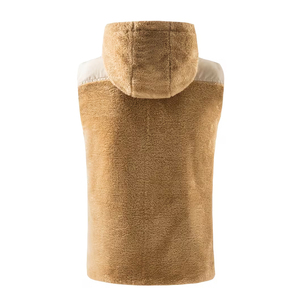 Chaleco de Forro Polar Sherpa con Capucha para Hombre, Cierre Completo, Un Bolsillo, Cortavientos, Informal, Ropa de Invierno, Sin Mangas, Largo Regular - Product Image 2