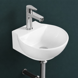 Lavabo Redondo Colgante de Pared Rosy, con un Solo Orificio, Acabado Cromado, Minimalista, Fácil de Limpiar, con Desagüe CUPC de 9L - Product Image 3