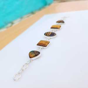 Tigers Eye Bracelet Sterling Silver Plated Handmade Gemstone Jewelry Adjustable Women <b>Men</b> Fashion Gift - Product Image 3