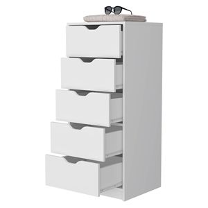 Commode Logan blanche à 5 tiroirs étroits - Product Image 4
