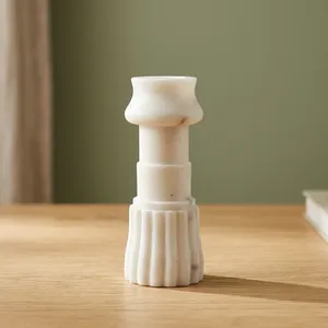 Marble Round <b>Candle</b> Holder Tabletop Indoor Traditional Design Durable Living Room Decor All Seasons - Product Image 4