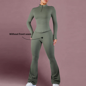 Conjuntos de yoga personalizados, transpirables, de 2 piezas, sin costuras, con sujetador deportivo y leggings con emblema de estrella para entrenamiento y fitness para mujer. - Product Image 2