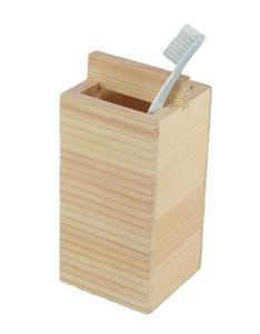 Wood Round <b>Toothbrush</b> <b>Holder</b> Stand Wall Mounted Minimalist Bathroom Organizer - Product Image 3