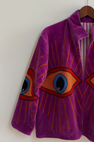 Blouson Bomber en Velours Brodé à Motifs Floraux Réversibles Style Vintage – Écologique, Coupe-Vent, Coton Automne/Hiver – Vente en Gros