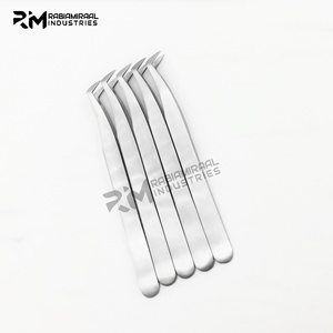 Pinzas RMI Silver Matt de 90 grados para extensión de pestañas, con logo, para creación de abanicos de visón, agarre firme - Product Image 1