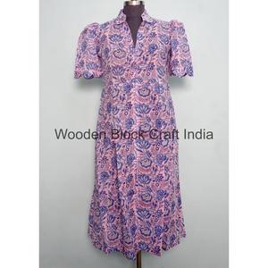 Robe décontractée moderne en coton confortable pour femme, tunique bio, robe midi d'été pour la plage, imprimé floral, lavable, toucher doux - Product Image 1