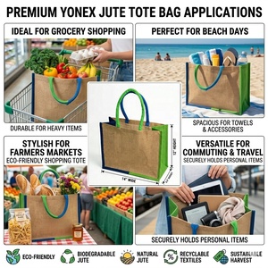 Bolsa de Compras de Yute Premium Laminada, Ecológica, Reutilizable, con Asas Acolchadas, Bolsa de Supermercado Promocional con Impresión Personalizada - Product Image 4