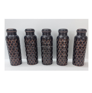 Authentic solid <b>copper</b> water <b>bottle</b> with threaded cap for safe storage and healthy <b>drinking</b> habits - Product Image 6