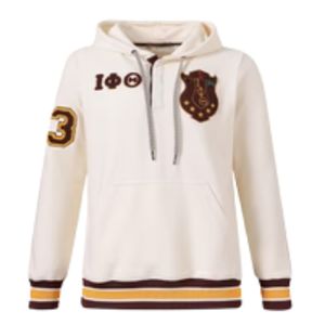 Iota Phi Theta Neutral Quarter Button <b>Hoodie</b> Chenille Crest Premium Greek Apparel Fraternity Pullover - Product Image 1