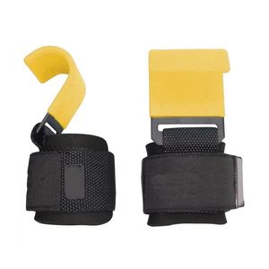 Crochets de musculation réglables antidérapants en néoprène jaune avec sangles de poignet rembourrées pour support de préhension en powerlifting OEM - Product Image 2