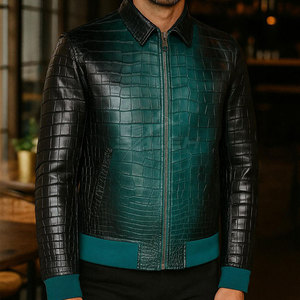 Stylish Genuine <b>Leather</b> Outerwear With Decorative Raised Pattern And Smooth Lining For Daily Wear Embossed <b>Leather</b> <b>Jacket</b> - Product Image 3
