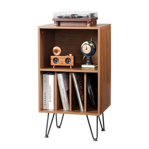Mobiletto Porta Dischi in Metallo a 3 Ripiani con Gambe, per Camera da Letto e Soggiorno, con Porta CD e Supporto per Giradischi - Product Image 1