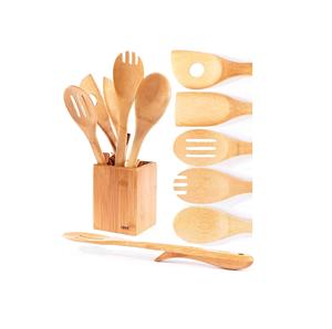 Eco Friendly Wooden Cooking Spoon Set With Spatula Turner Ladle And Serving Spoon For Kitchen Utensils - Product Image 1
