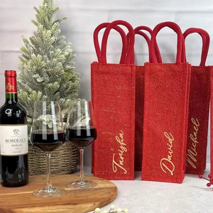 Bolsa de yute natural ecológica para botellas de vino, portabotellas de yute sostenible para una sola botella, embalaje de regalo reutilizable, bolsa para vino para tienda. - Product Image 3