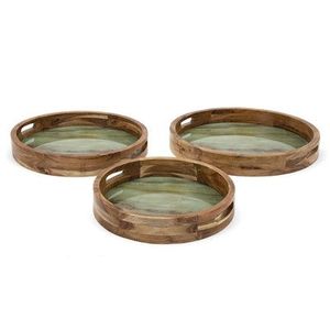 Bandeja Decorativa Elegante de Madera Natural con Estampado Esmaltado para Servir Alimentos y Bebidas - Product Image 3