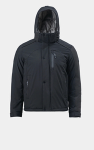 Veste matelassée coupe-vent à capuche pour homme, couleur unie, col montant, coupe classique, rembourrage en polyester, manteau décontracté d'hiver - Product Image 2