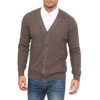 Cárdigan de punto para hombre, 12 GG, con logotipo OEM personalizado en la parte delantera, para uso exterior en otoño e invierno, bajo MOQ, 100% algodón estándar