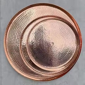Assiette de Présentation en Cuivre Décorative, Assiette de Table en Métal de Luxe pour Mariages, Décoration de Table pour Restaurants, Hôtels, Événements, Fournisseur en Gros - Product Image 1